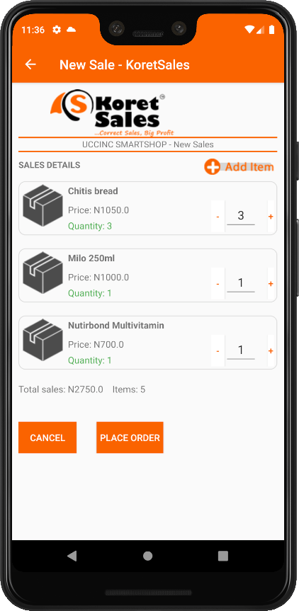  Sales Preview screen